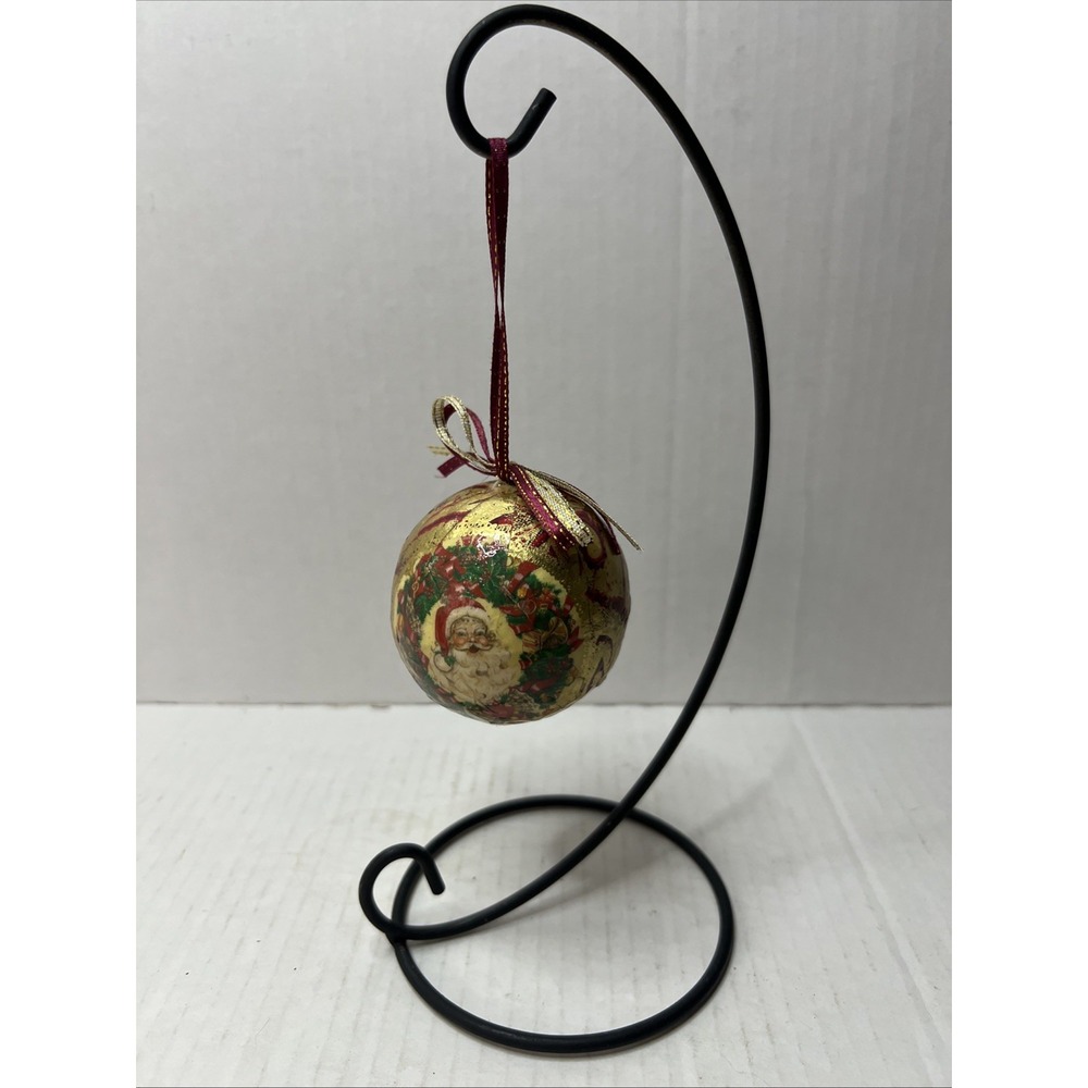 Vintage Paper Mache/Decoupage Various Santa Christmas Ornaments Set Of 12